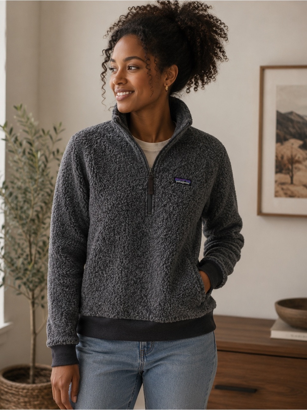 Patagonia sz XS pullover womens grey with half zip